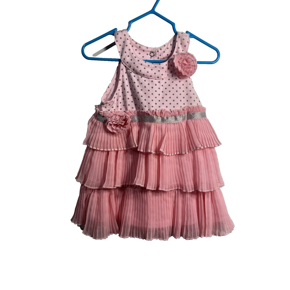 nannette baby girls pink tank top tutu ruffle dress size 12 months